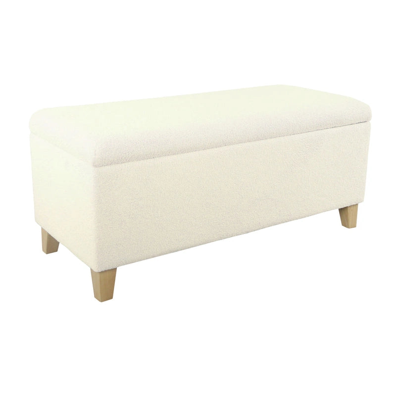 Banc de rangement rembourré en similicuir d'agneau — Crème