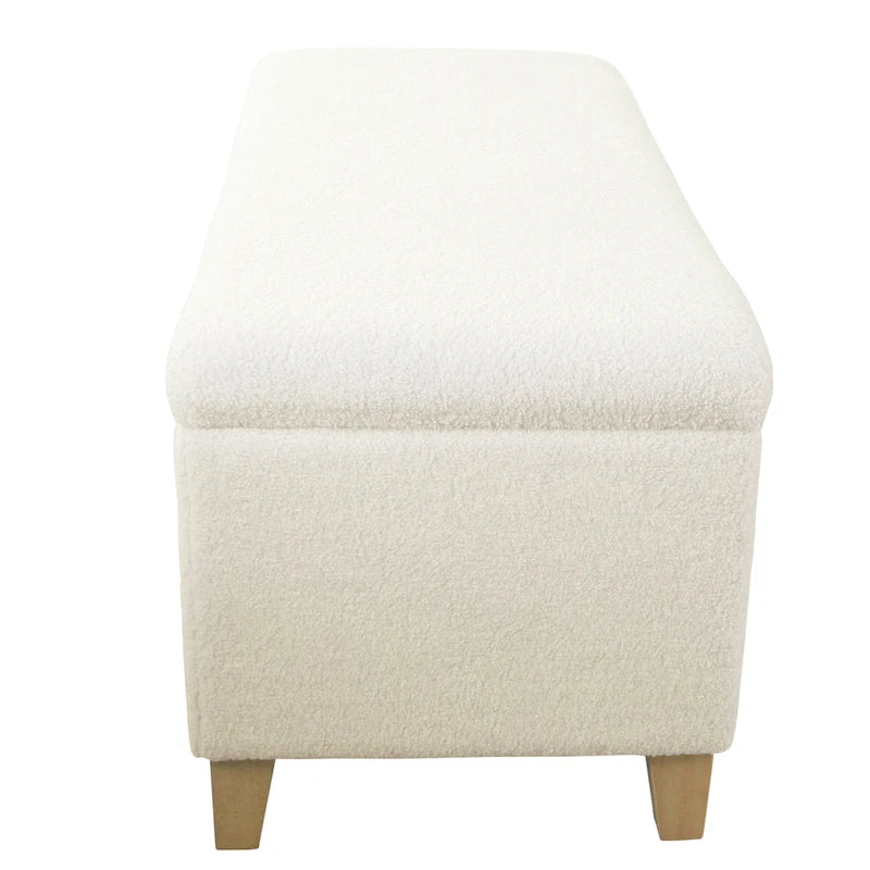 Banc de rangement rembourré en similicuir d'agneau — Crème