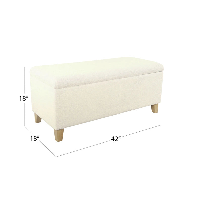 Banc de rangement rembourré en similicuir d'agneau — Crème