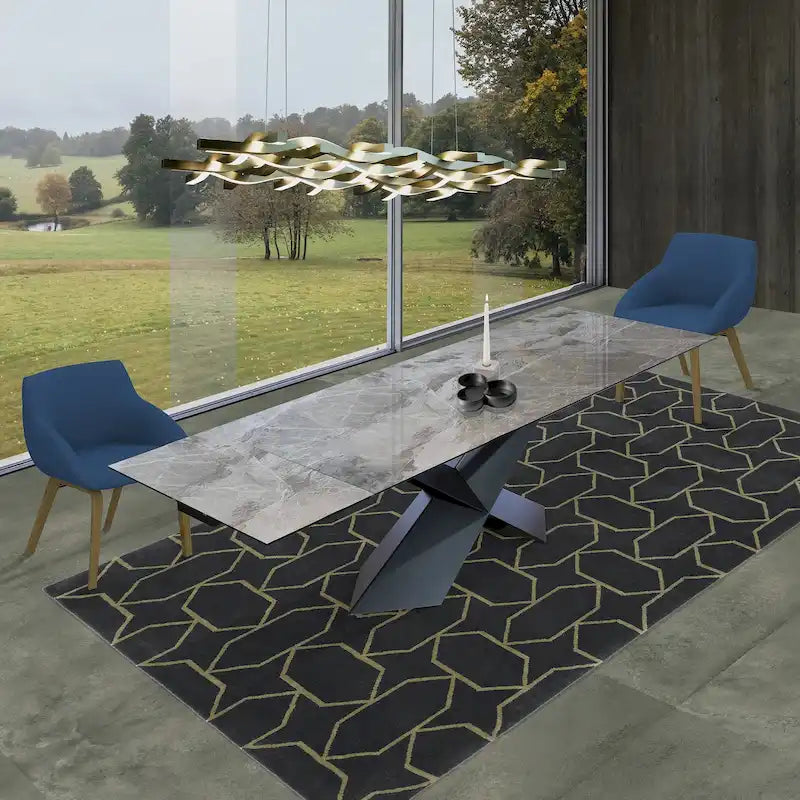Table de salle à manger extensible en céramique grise
