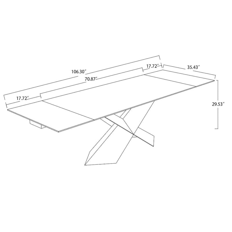 Table de salle à manger extensible en céramique grise