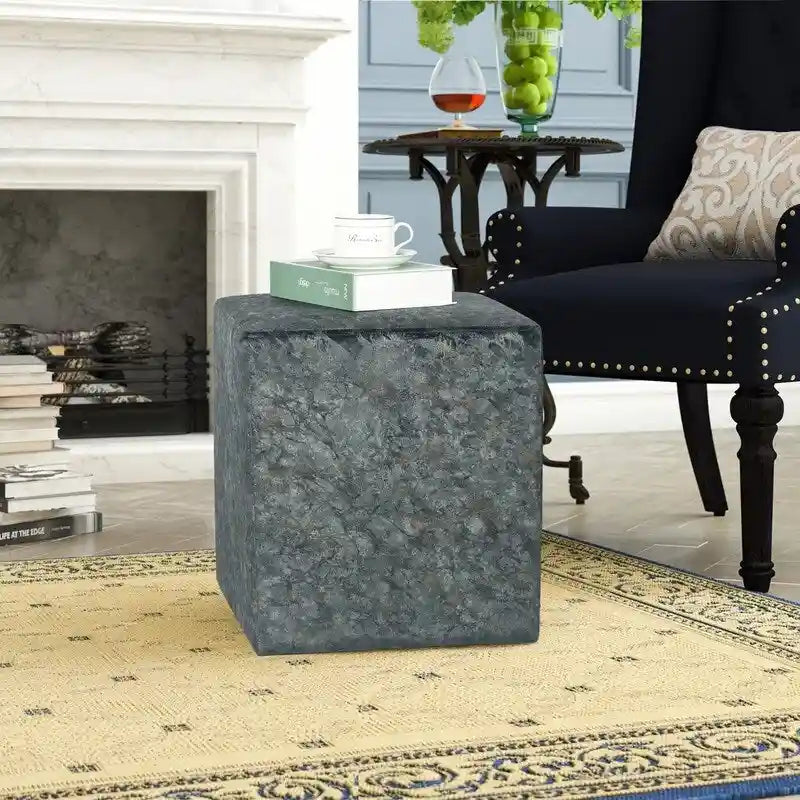 Tabouret rembourré en tissu carré / Tabouret de coiffeuse / Repose-pieds