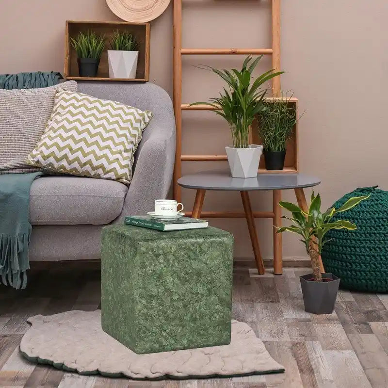 Tabouret rembourré en tissu carré / Tabouret de coiffeuse / Repose-pieds
