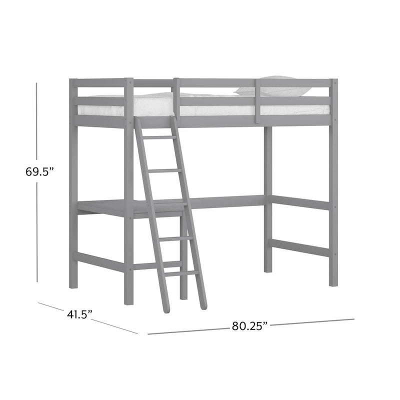 Lit mezzanine simple en bois (avec bureau)