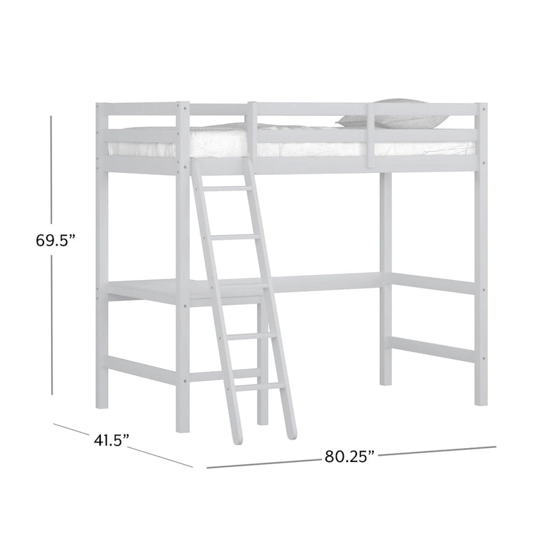 Lit mezzanine simple en bois (avec bureau)