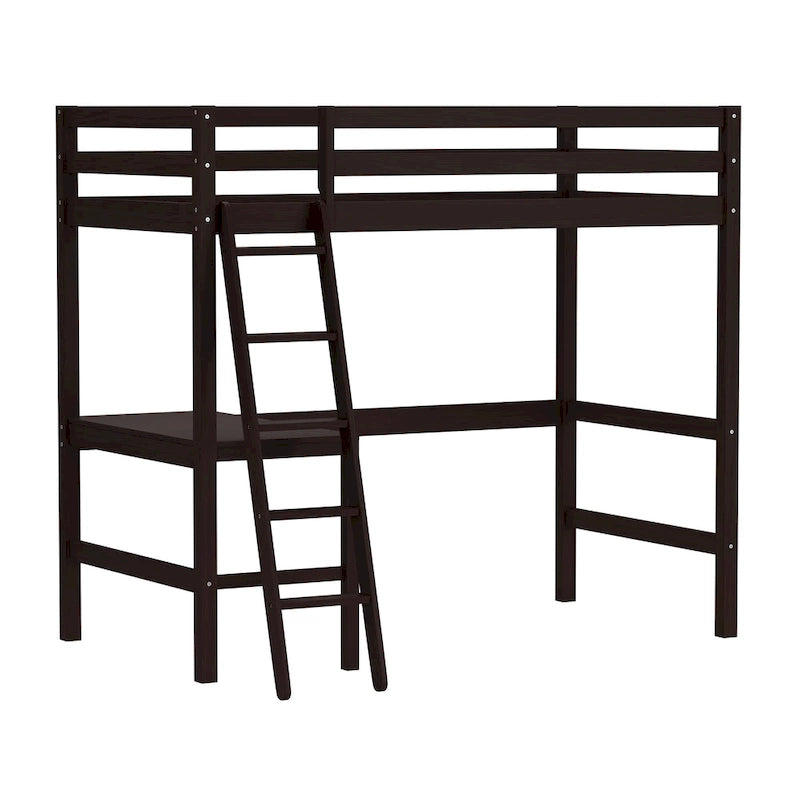 Lit mezzanine simple en bois (avec bureau)