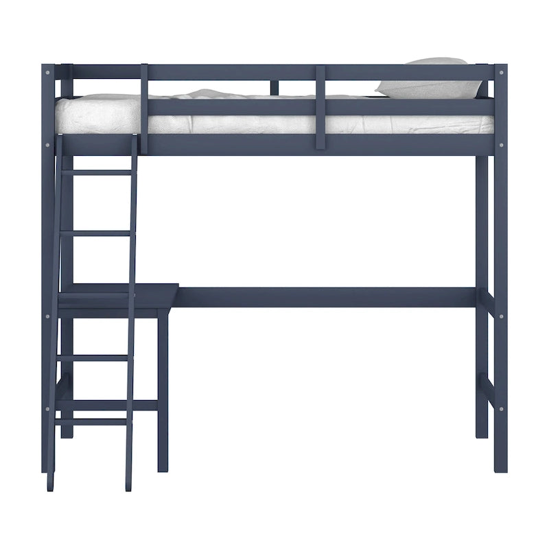 Lit mezzanine simple en bois (avec bureau)