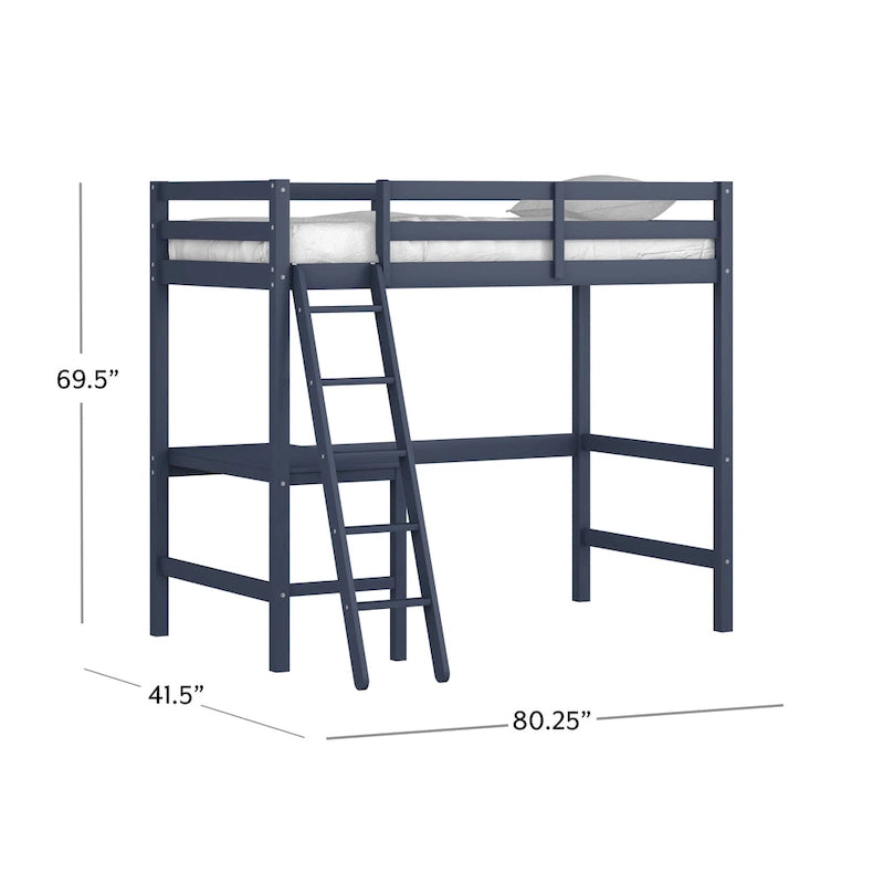 Lit mezzanine simple en bois (avec bureau)