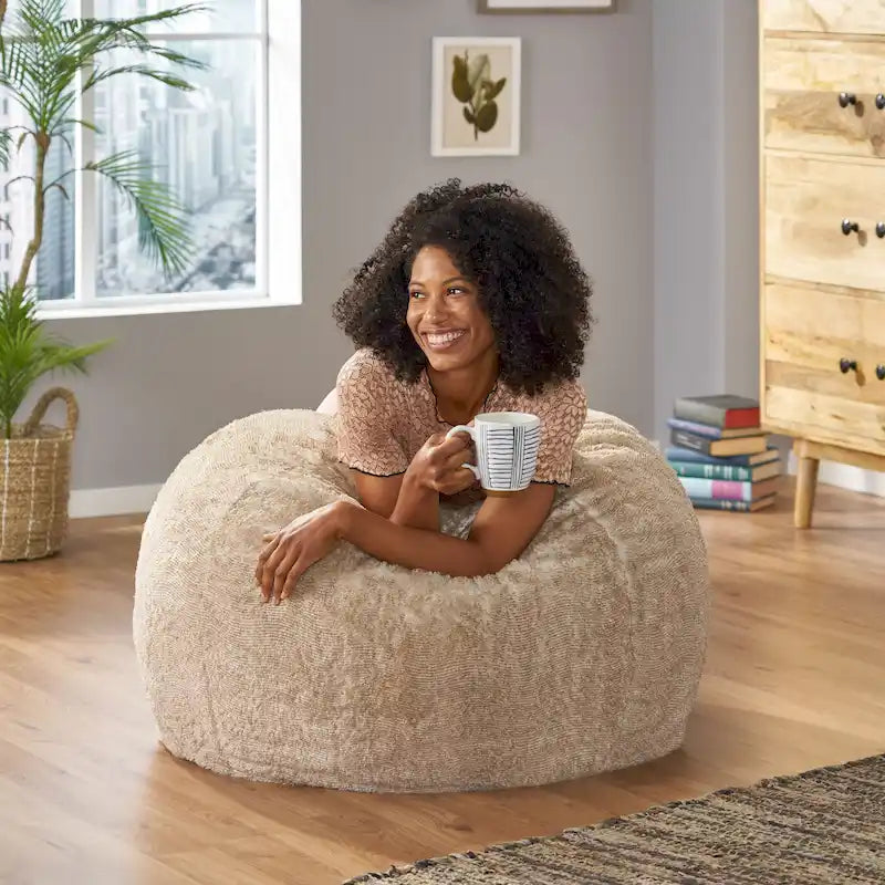 Pouf-canapé d'hiver en fausse fourrure