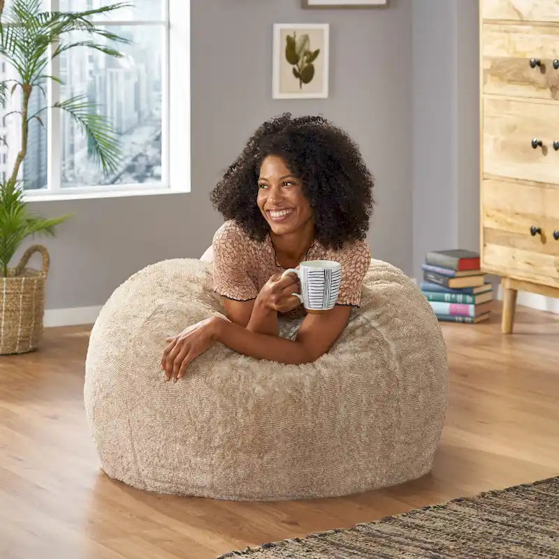 Pouf-canapé d'hiver en fausse fourrure