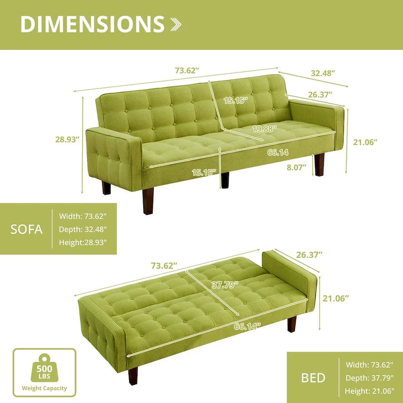 Banquette-lit pliable multifonctionnelle moderne avec accoudoirs