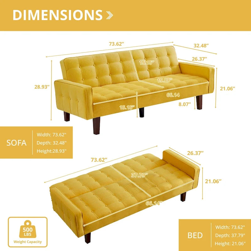 Banquette-lit pliable multifonctionnelle moderne avec accoudoirs