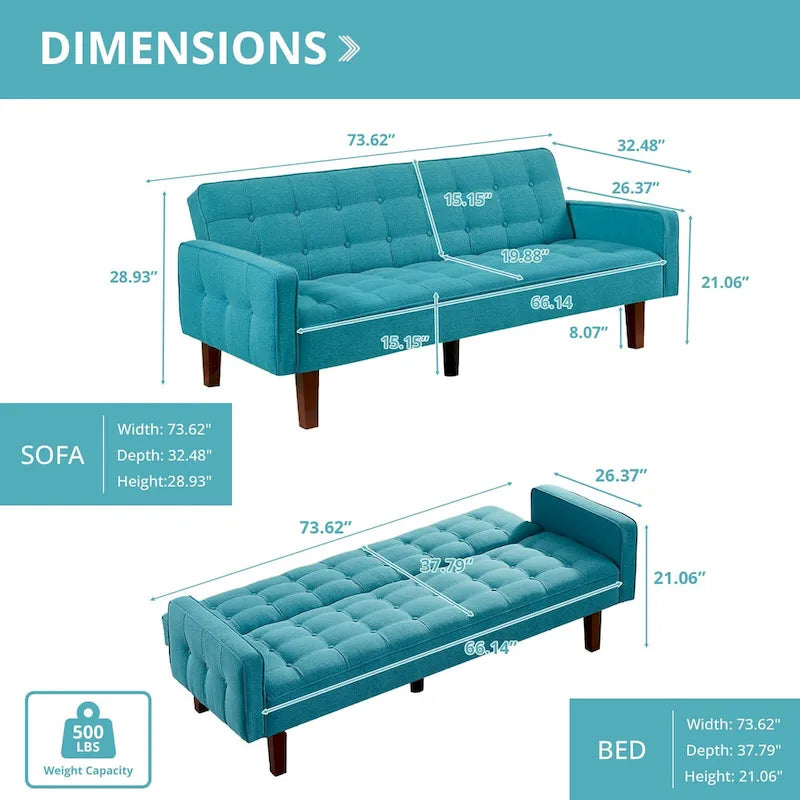 Banquette-lit pliable multifonctionnelle moderne avec accoudoirs