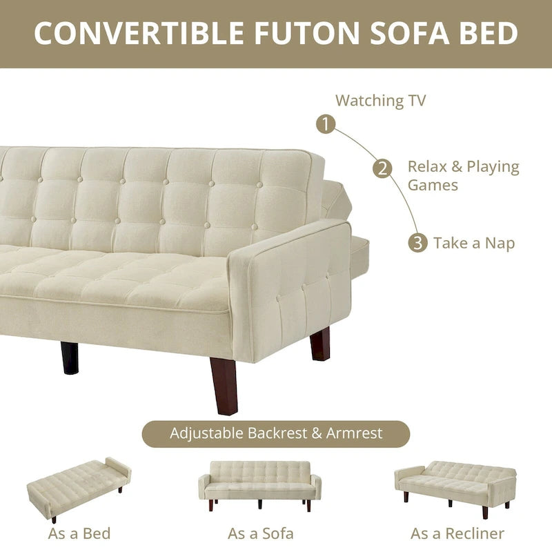 Banquette-lit pliable multifonctionnelle moderne avec accoudoirs