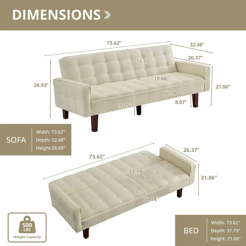 Banquette-lit pliable multifonctionnelle moderne avec accoudoirs