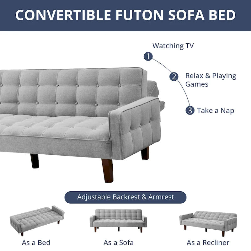 Banquette-lit pliable multifonctionnelle moderne avec accoudoirs