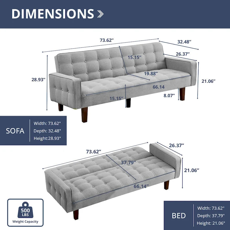 Banquette-lit pliable multifonctionnelle moderne avec accoudoirs