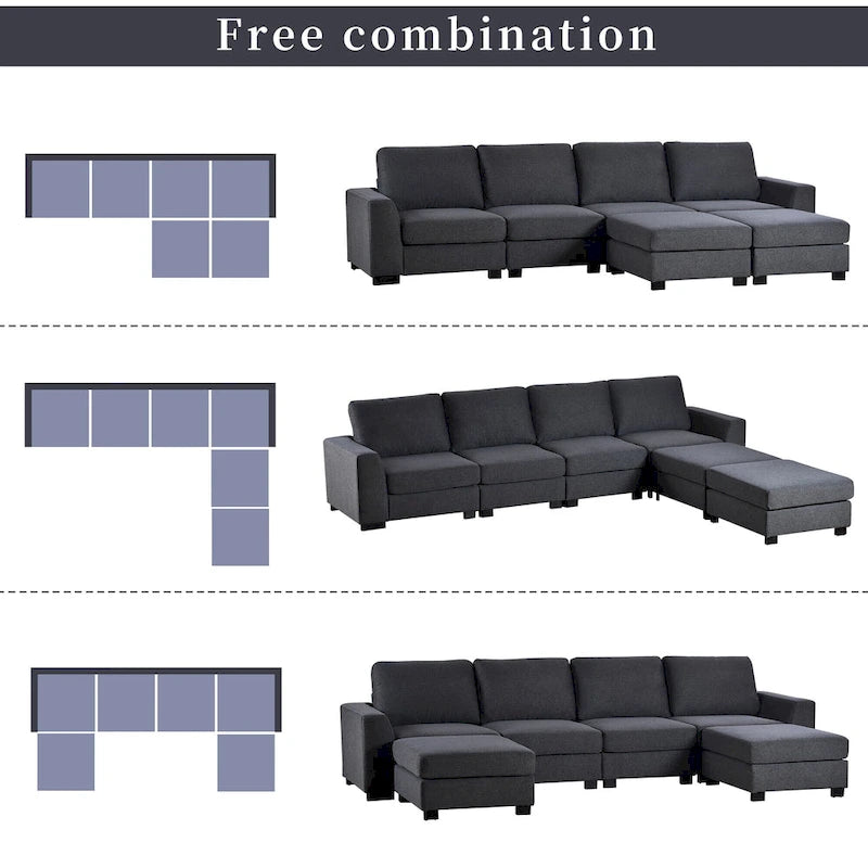 Canapé d'angle en U (comprend 2 poufs détachables)