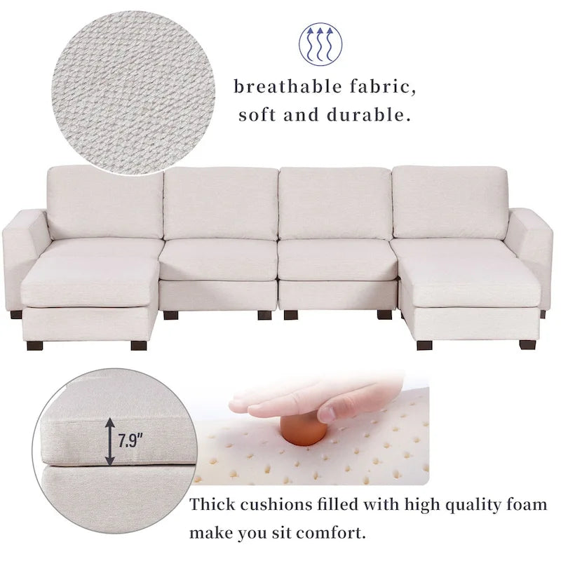Canapé d'angle en U (comprend 2 poufs détachables)