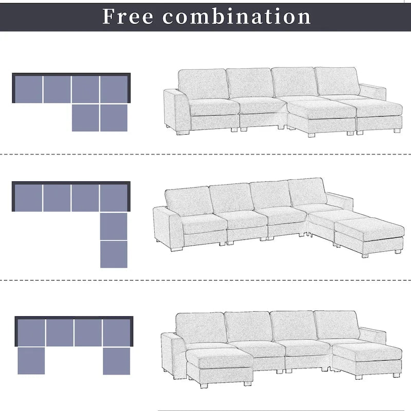 Canapé d'angle en U (comprend 2 poufs détachables)