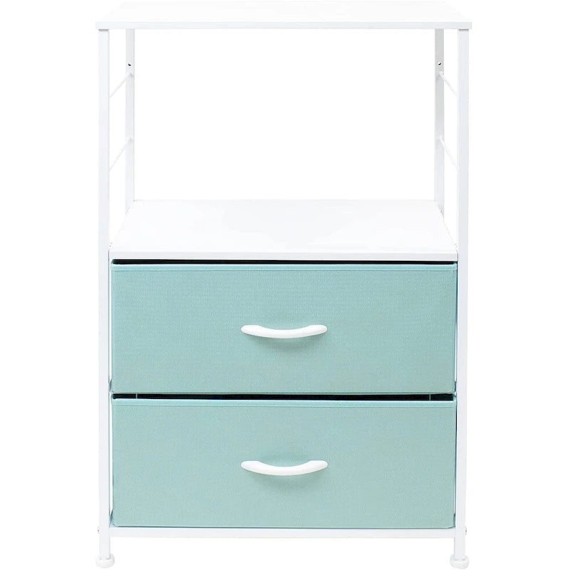 Table de chevet 2 tiroirs avec étagère de rangement - Meuble d'appoint de chambre à coucher