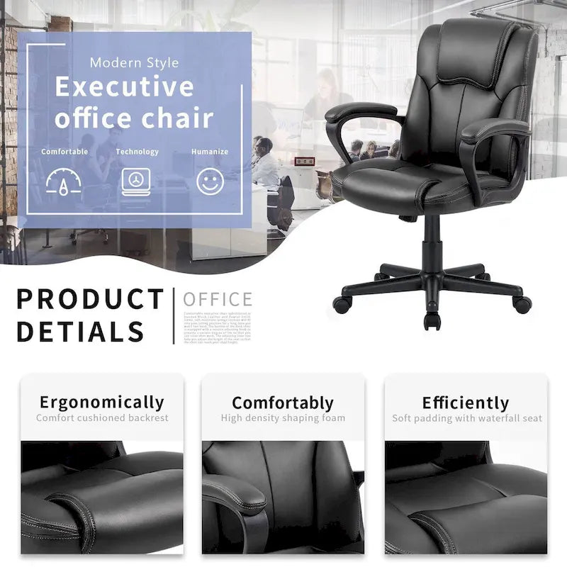 Fauteuil de bureau exécutif mi-dossier marron (usage bureau et commercial)