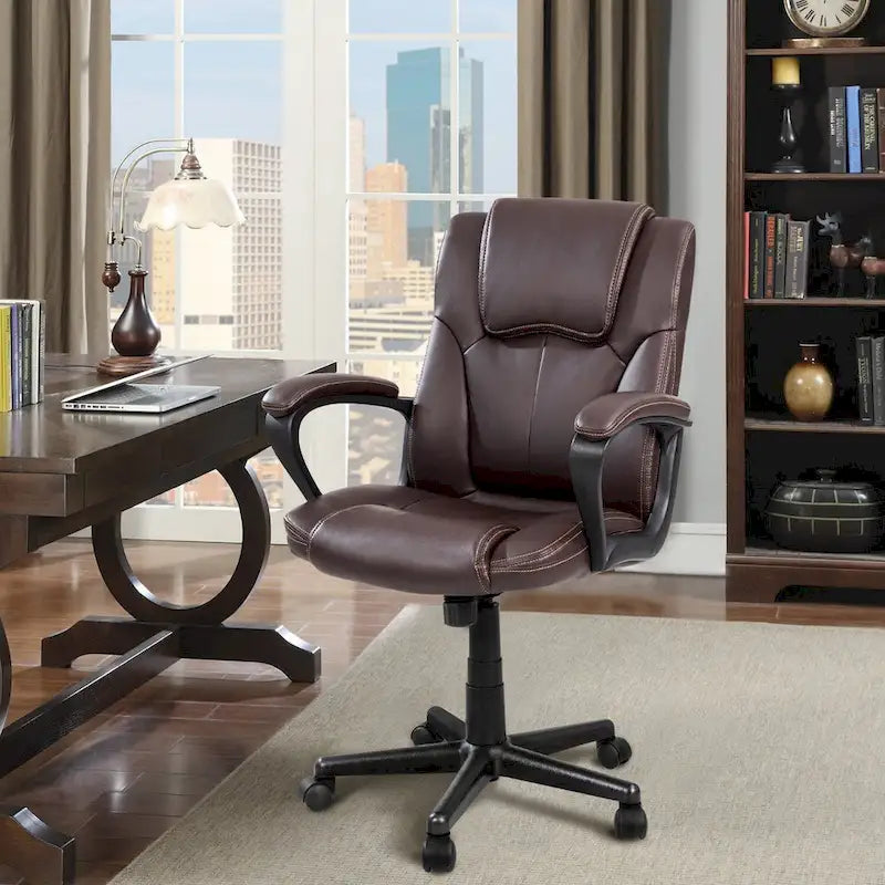 Fauteuil de bureau exécutif mi-dossier marron (usage bureau et commercial)