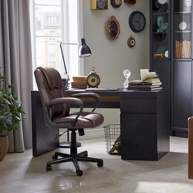Fauteuil de bureau exécutif mi-dossier marron (usage bureau et commercial)