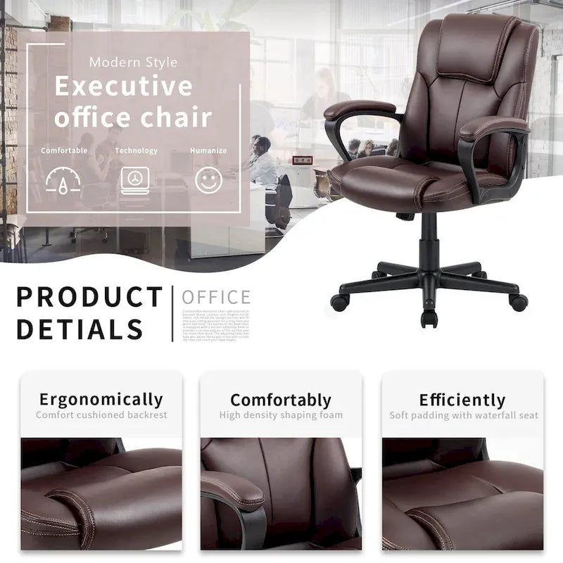 Fauteuil de bureau exécutif mi-dossier marron (usage bureau et commercial)