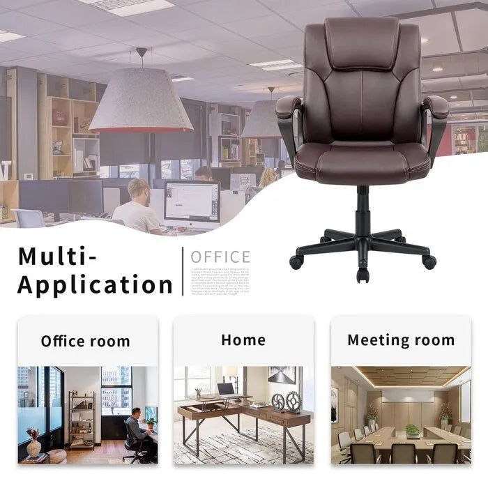 Fauteuil de bureau exécutif mi-dossier marron (usage bureau et commercial)