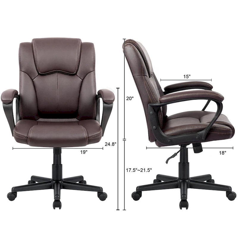 Fauteuil de bureau exécutif mi-dossier marron (usage bureau et commercial)