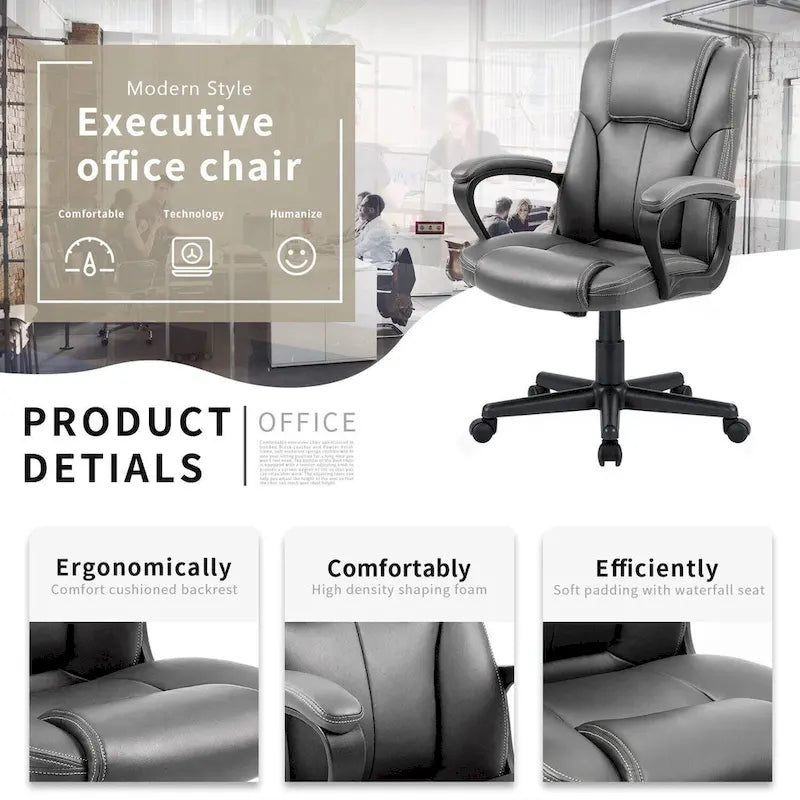 Fauteuil de bureau exécutif mi-dossier marron (usage bureau et commercial)