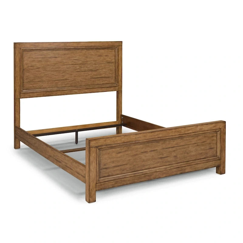Lit double avec finition grain de bois couleur caramel