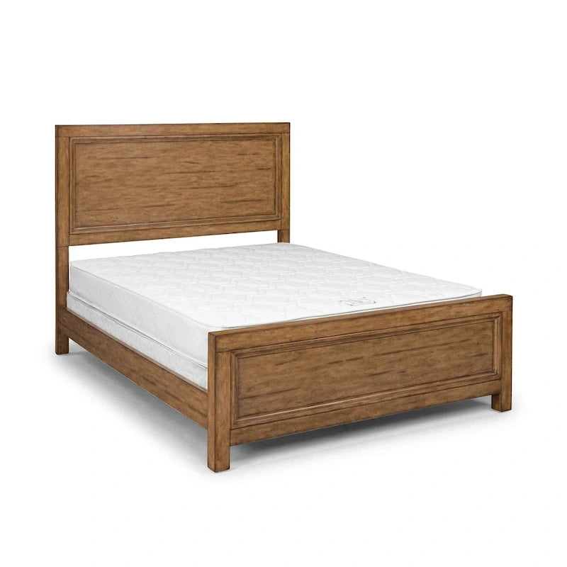 Lit double avec finition grain de bois couleur caramel