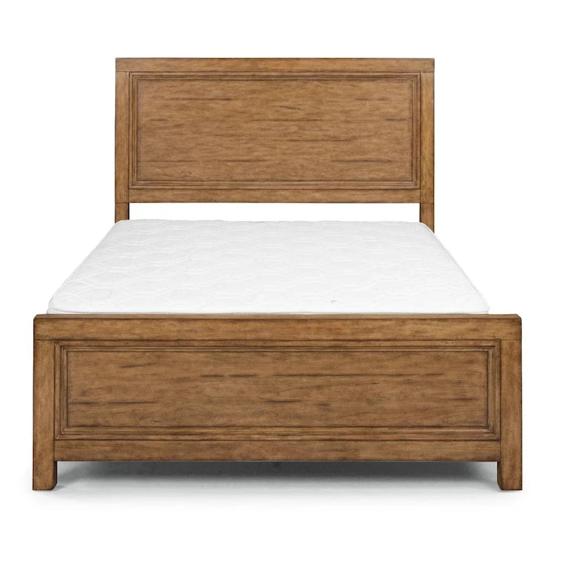 Lit double avec finition grain de bois couleur caramel
