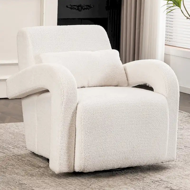 Fauteuil confortable en tissu effet peluche blanc
