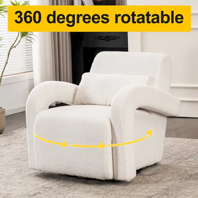 Fauteuil confortable en tissu effet peluche blanc