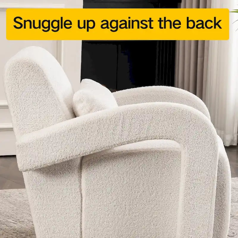 Fauteuil confortable en tissu effet peluche blanc