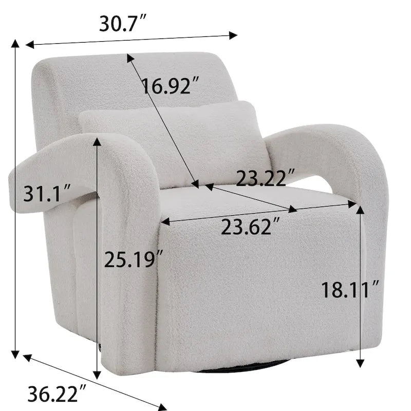 Fauteuil confortable en tissu effet peluche blanc