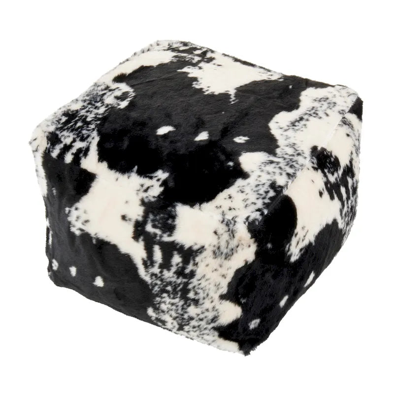 Pouf en fausse fourrure motif vache