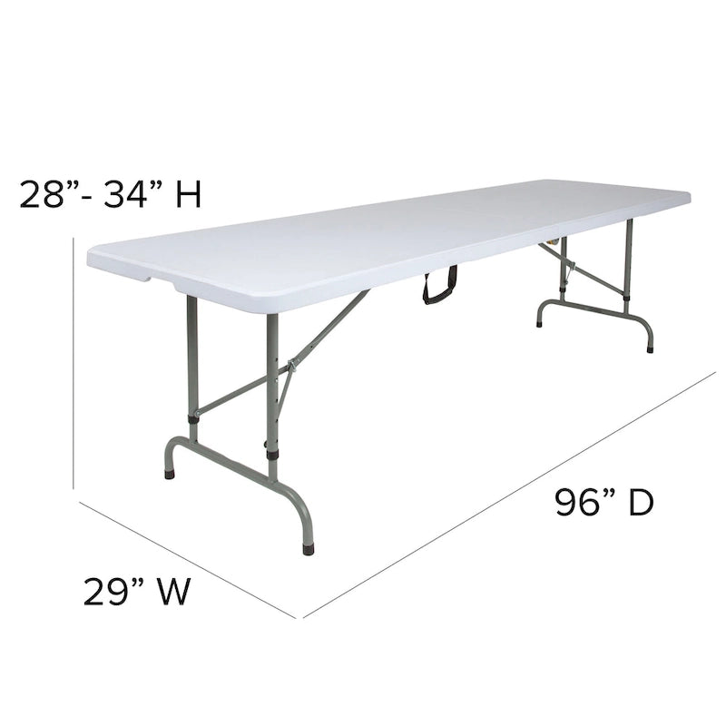 Table pliante réglable en plastique blanc granité