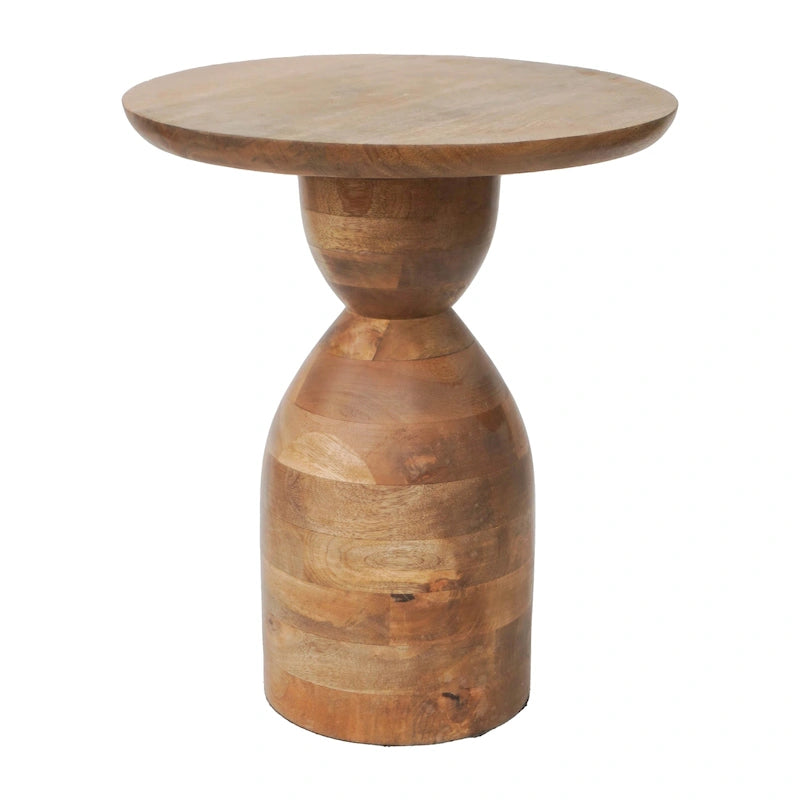 Table d'appoint décorative en bois de manguier en forme de sablier