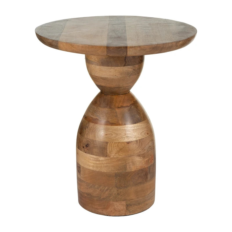 Table d'appoint décorative en bois de manguier en forme de sablier