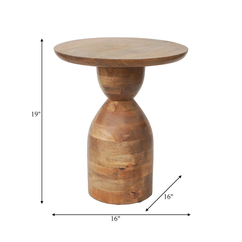Table d'appoint décorative en bois de manguier en forme de sablier