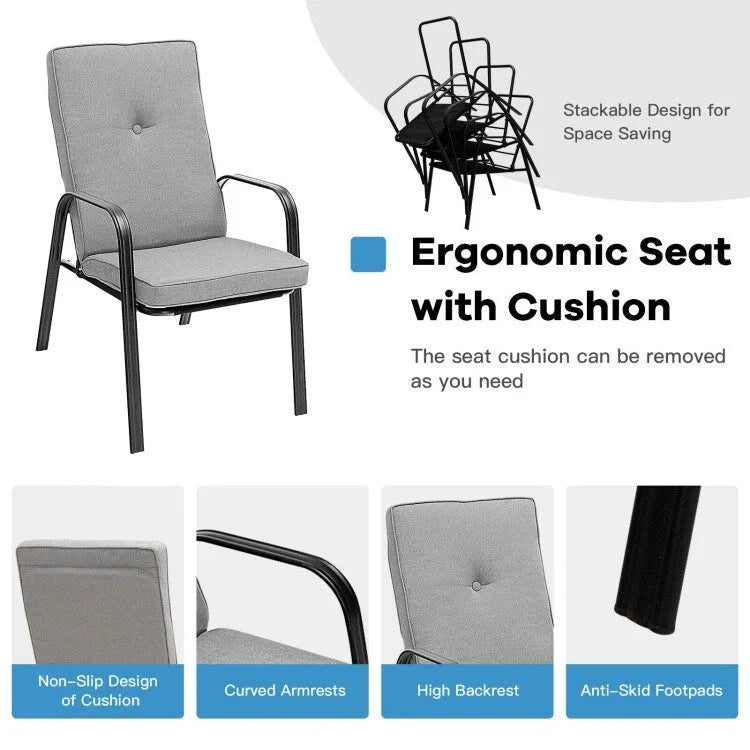 Chaise de salle à manger empilable pour patio extérieur