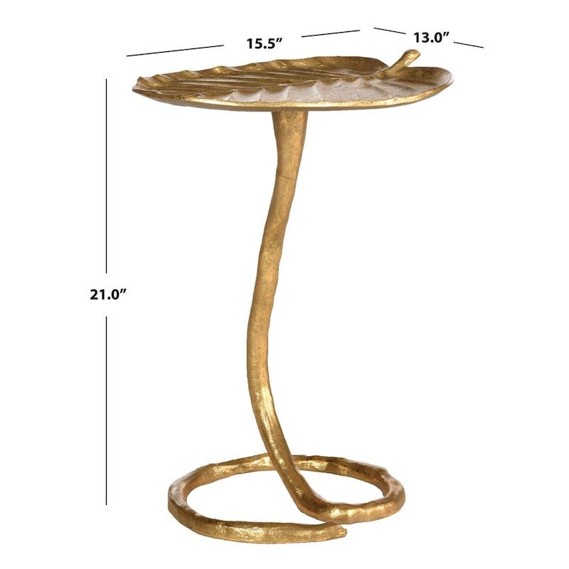 Table d'appoint dorée – 15 x 13 x 21 – 15 po L x 13 po P x 21 po H