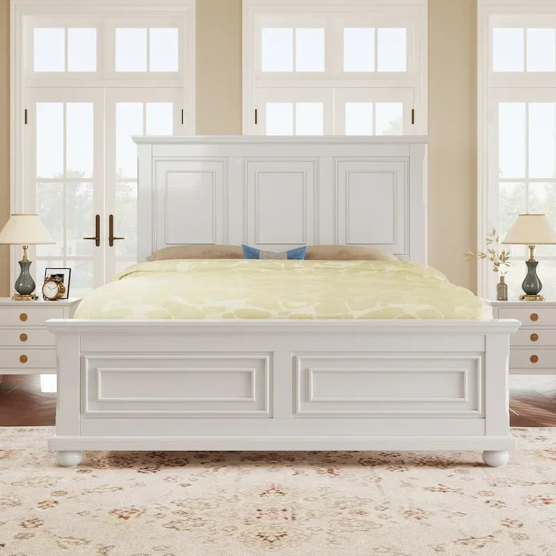 Lit Queen Vintage en Pin de Style Campagne Traditionnel