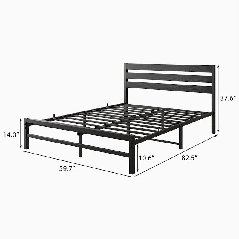 Lit plateforme avec tête de lit rustique en bois vintage