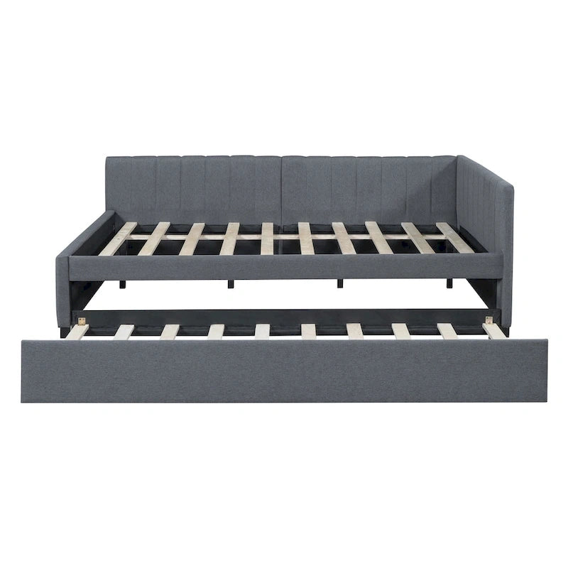 Lit de repos rembourré pleine grandeur — Aucun sommier tapissier requis — Tissu en lin