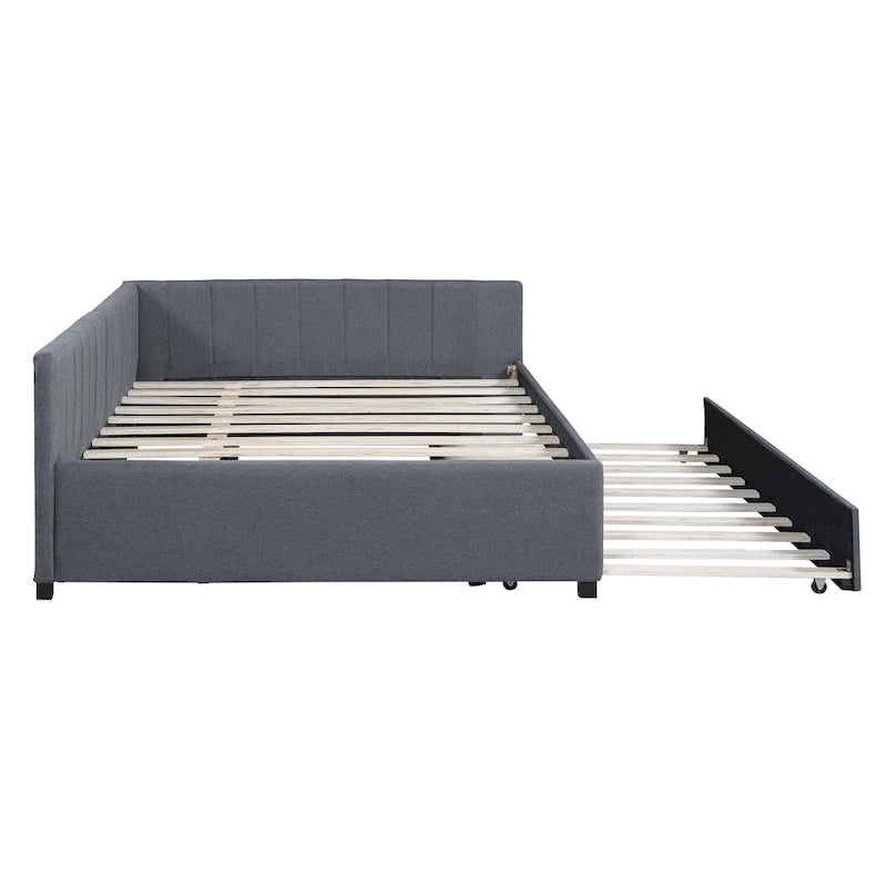 Lit de repos rembourré pleine grandeur — Aucun sommier tapissier requis — Tissu en lin